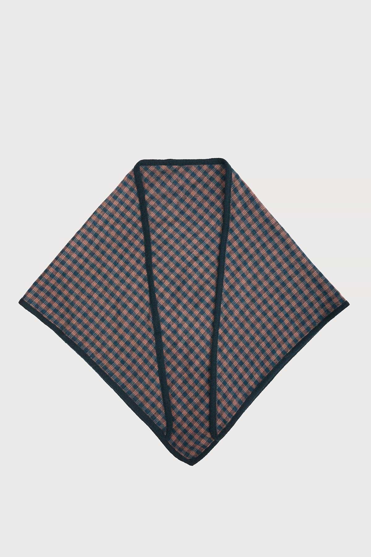Plaid Wool Triangle Scarf - Black