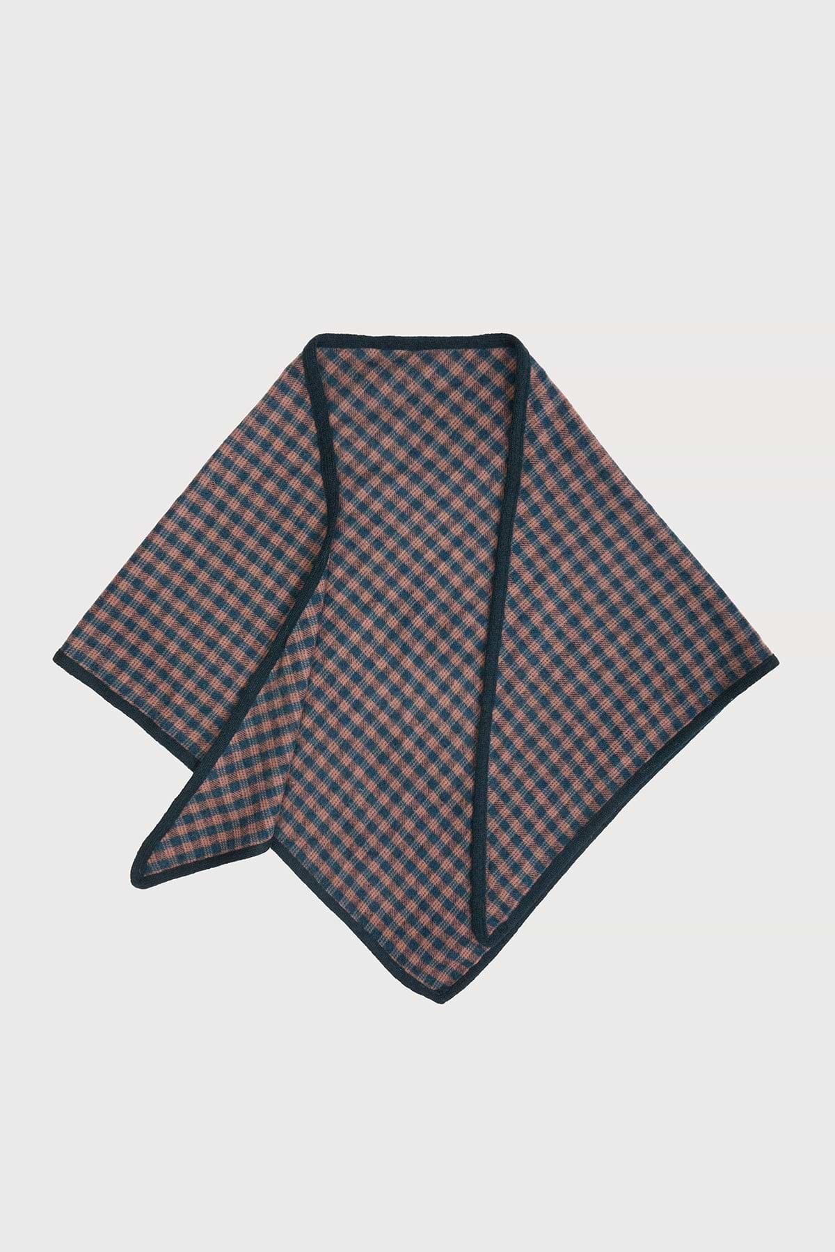 Plaid Wool Triangle Scarf - Black