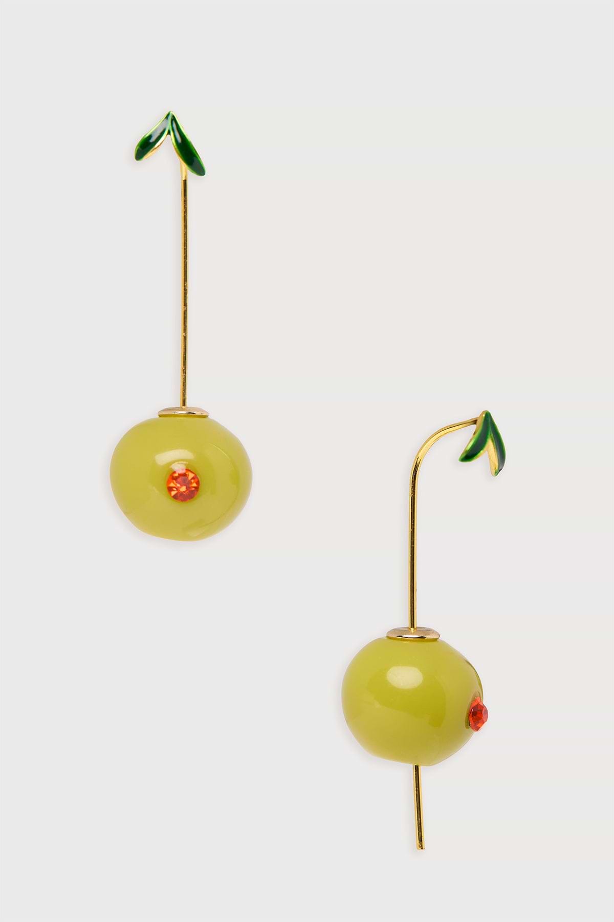 Olive Drop Earrings - Green
