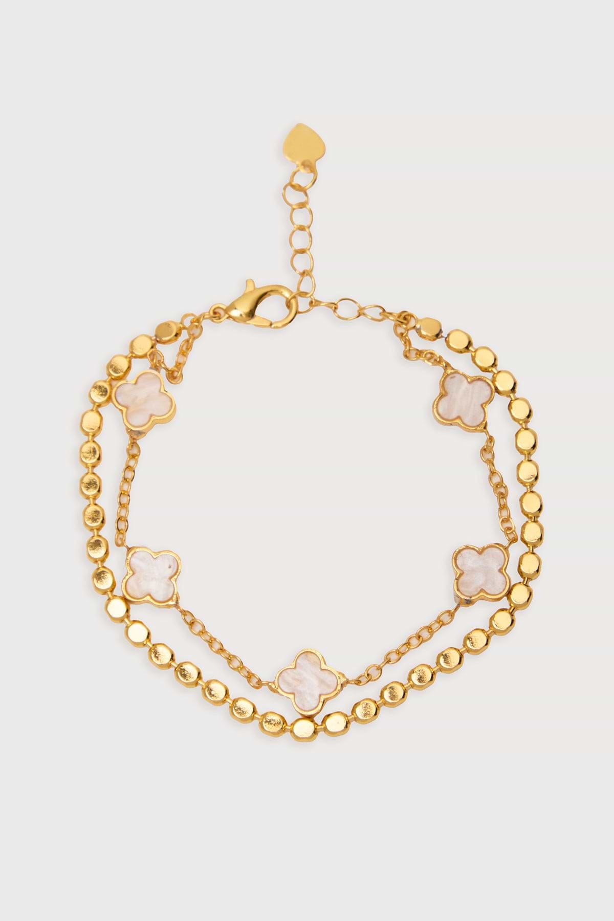 Multi Clover Charm Bracelet - White