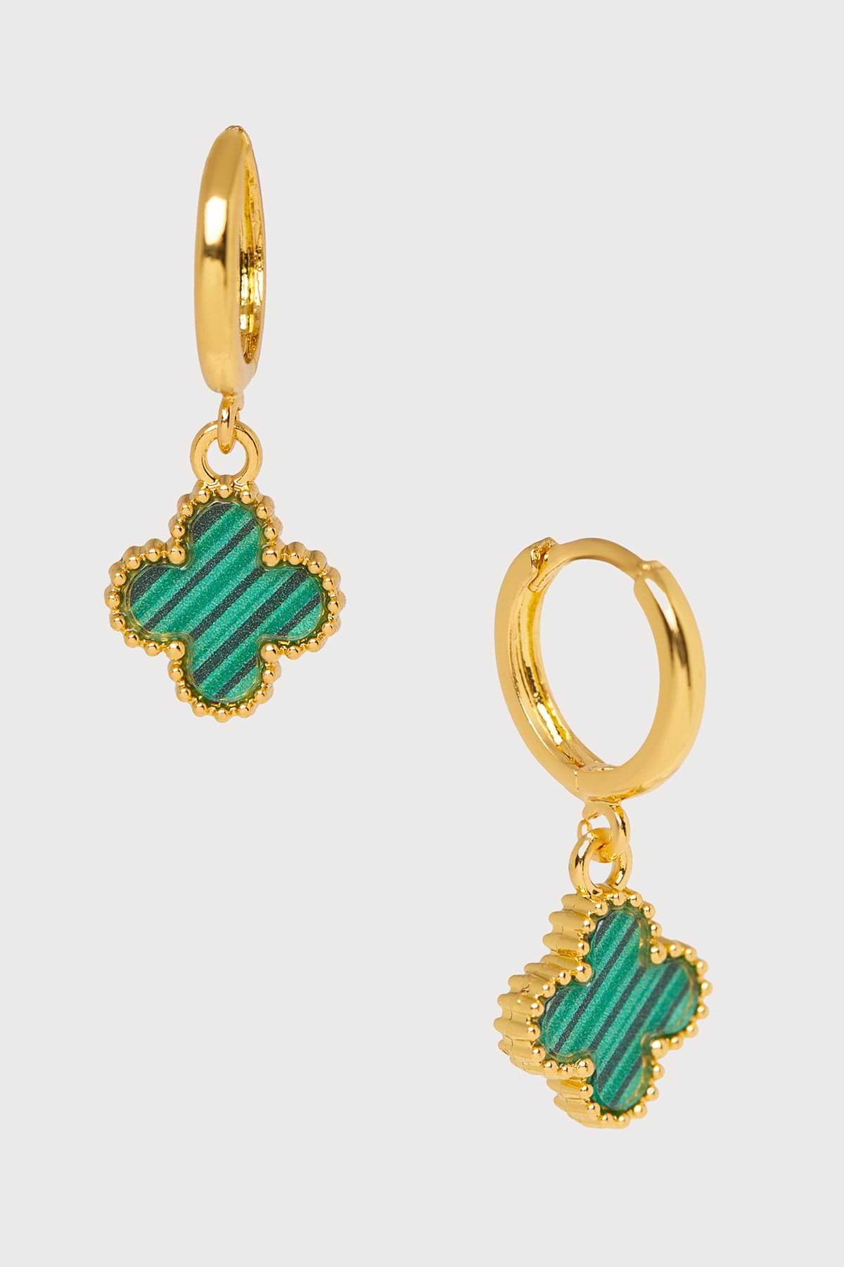 Clover Charm Earrings - Green