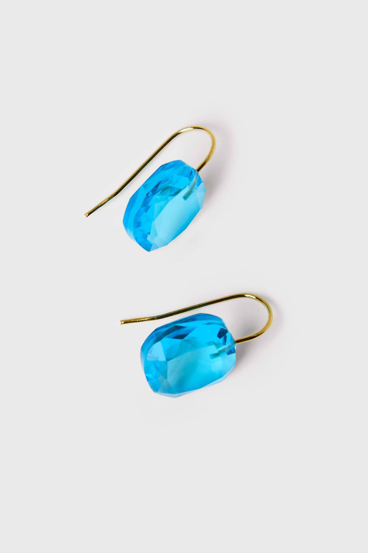 Floating Crystal Earring - Blue