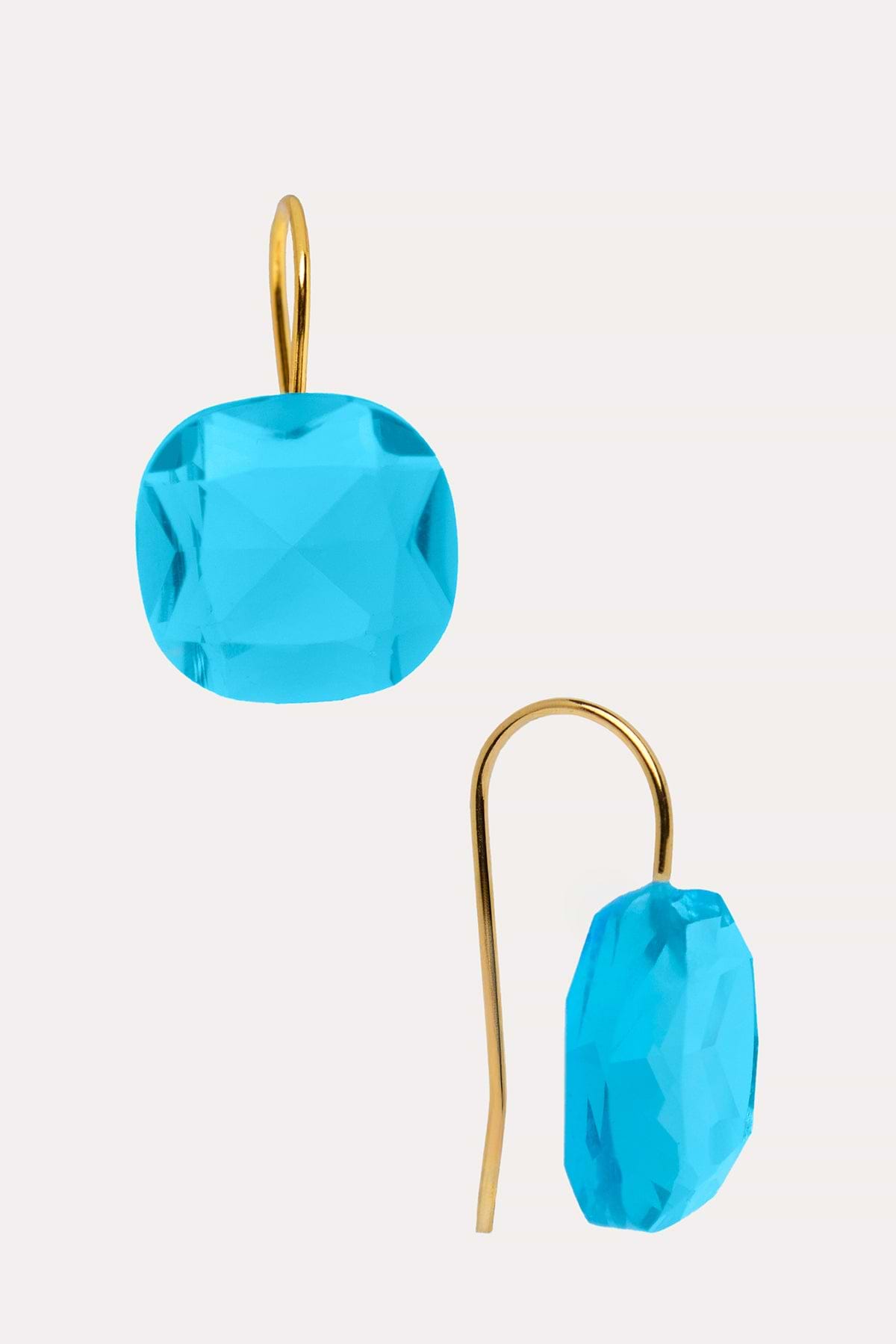 Floating Crystal Earring - Blue