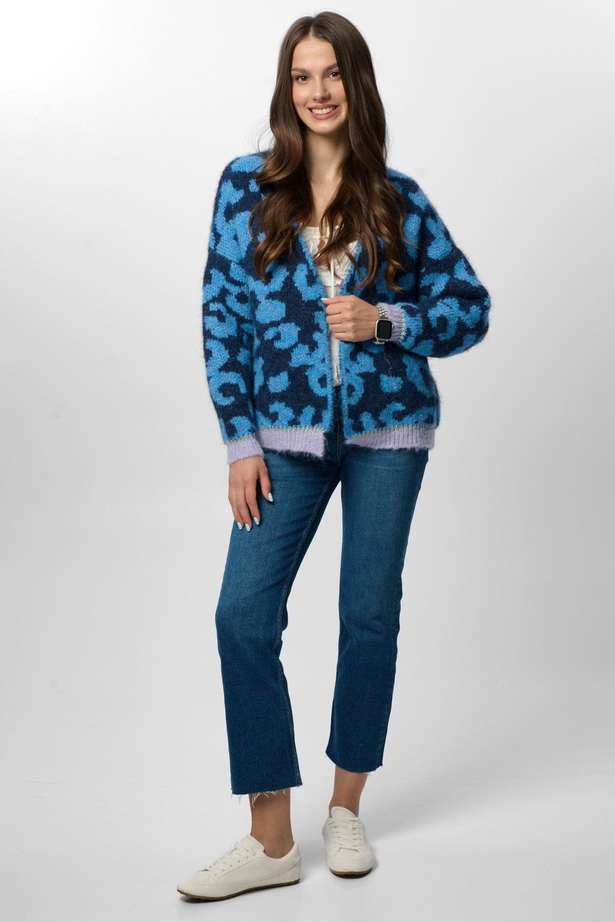 Animal Print Mohair Cardigan Blue | SAACHI