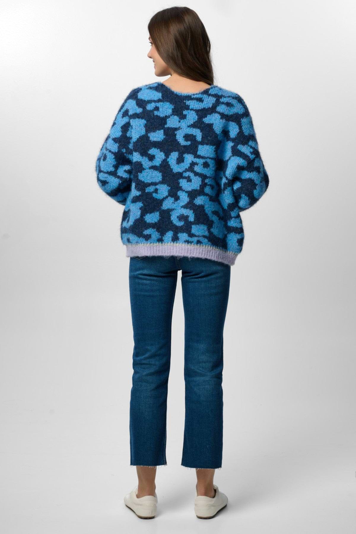 Animal Print Mohair Cardigan Blue | SAACHI