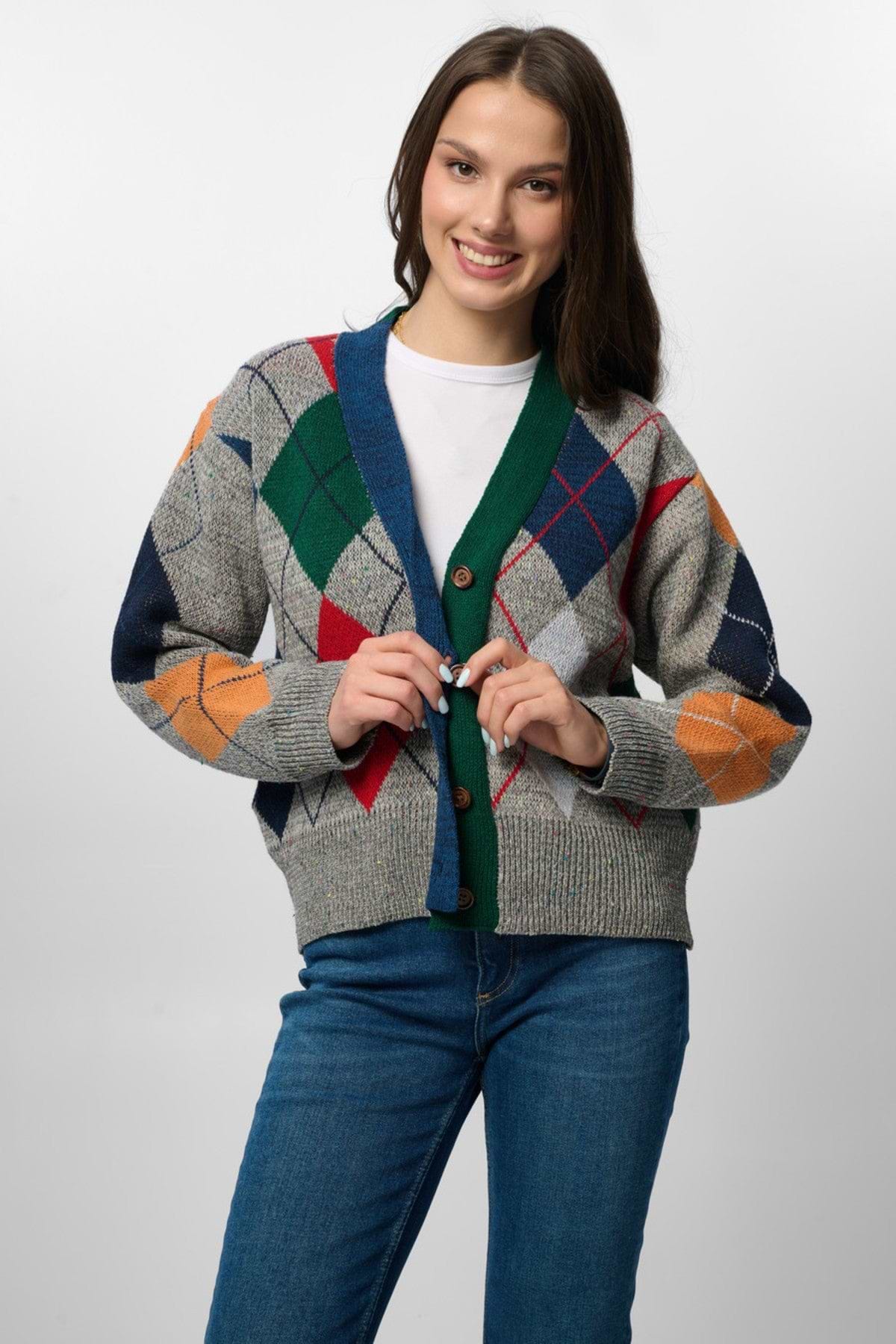 Classic Colorful Argyle Cardigan | SAACHI