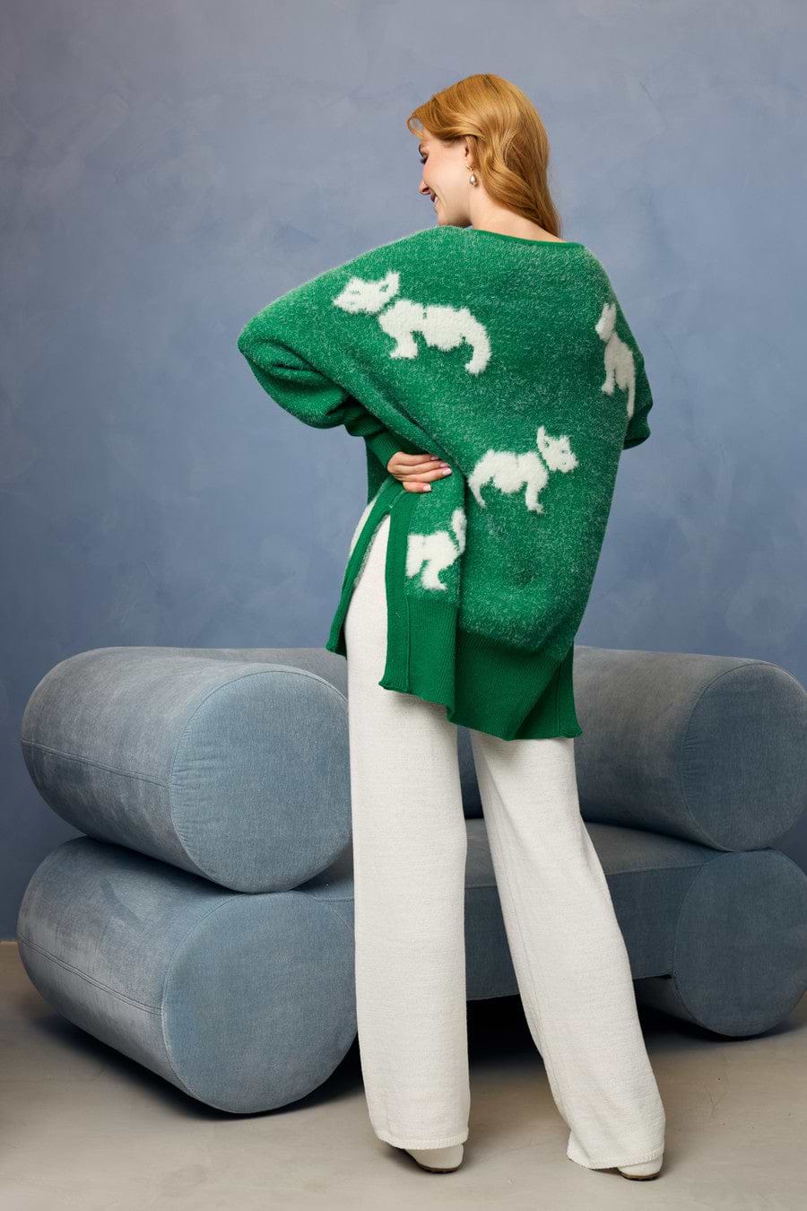 Whimsical Heart Sweater - Green