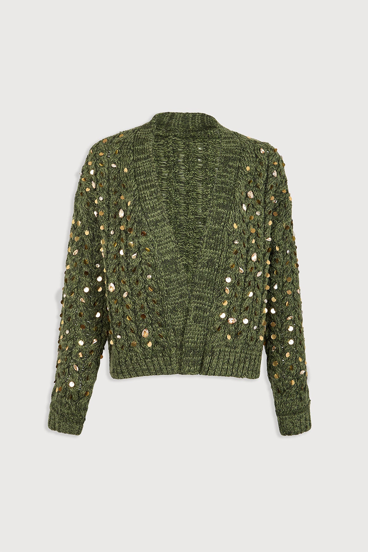 Deco Cable Knit Cardigan - Moss