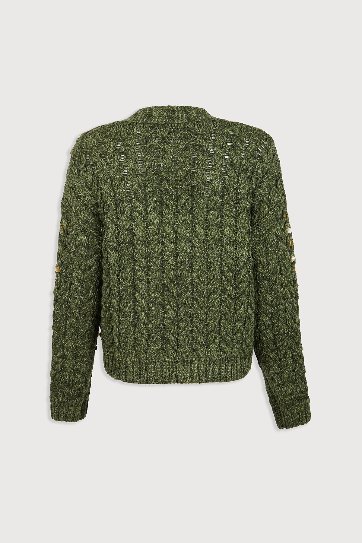 Deco Cable Knit Cardigan - Moss