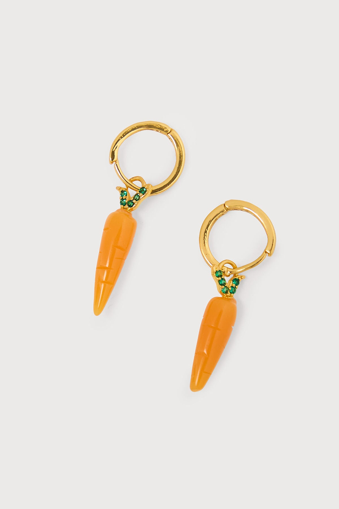 Carrot Huggie Charm Earrings - Orange