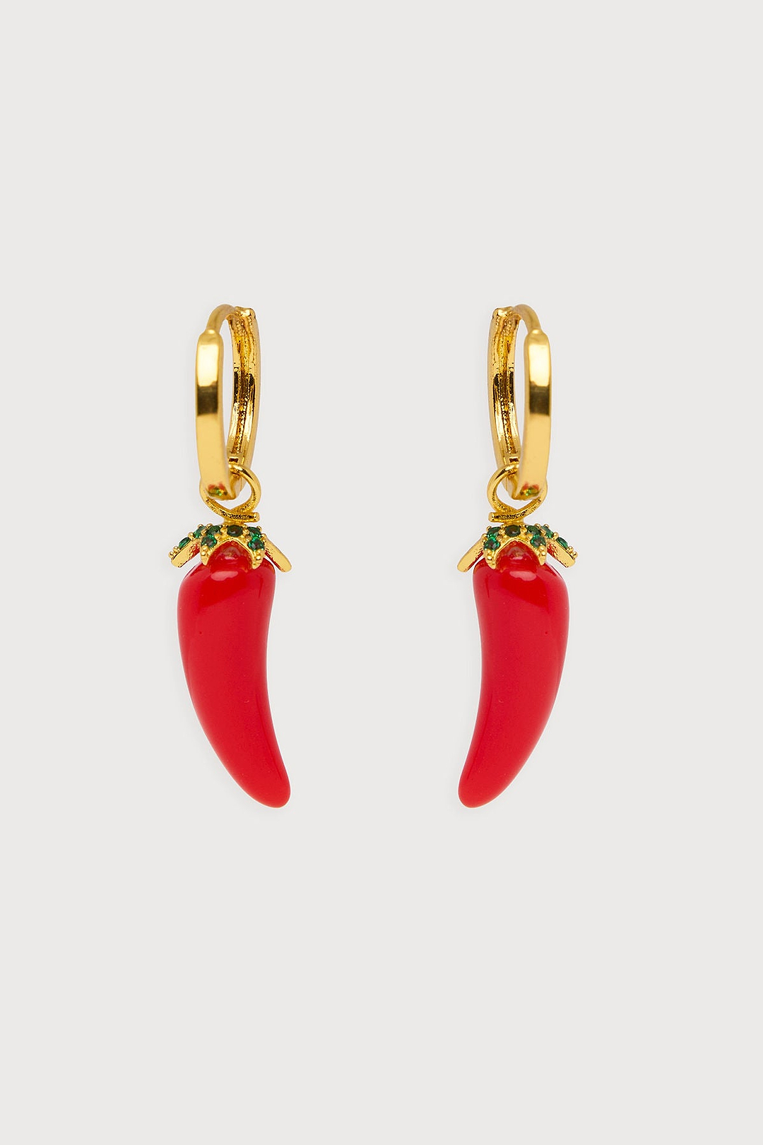 Carrot Huggie Charm Earrings - Red