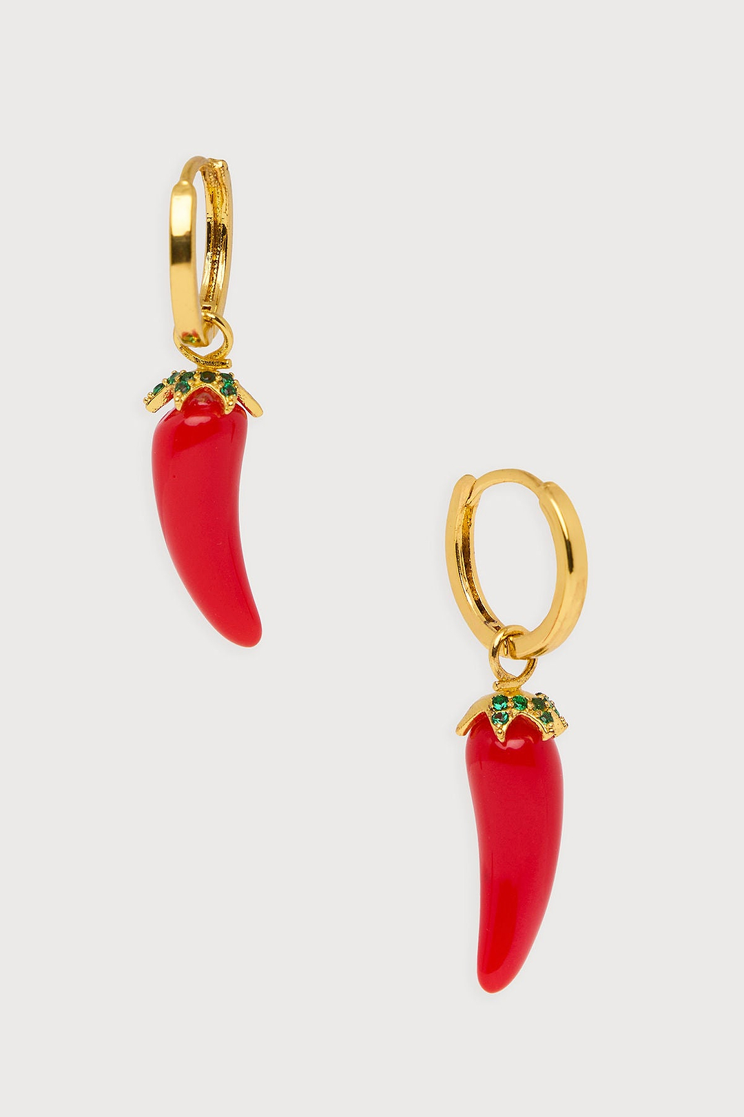 Carrot Huggie Charm Earrings - Red