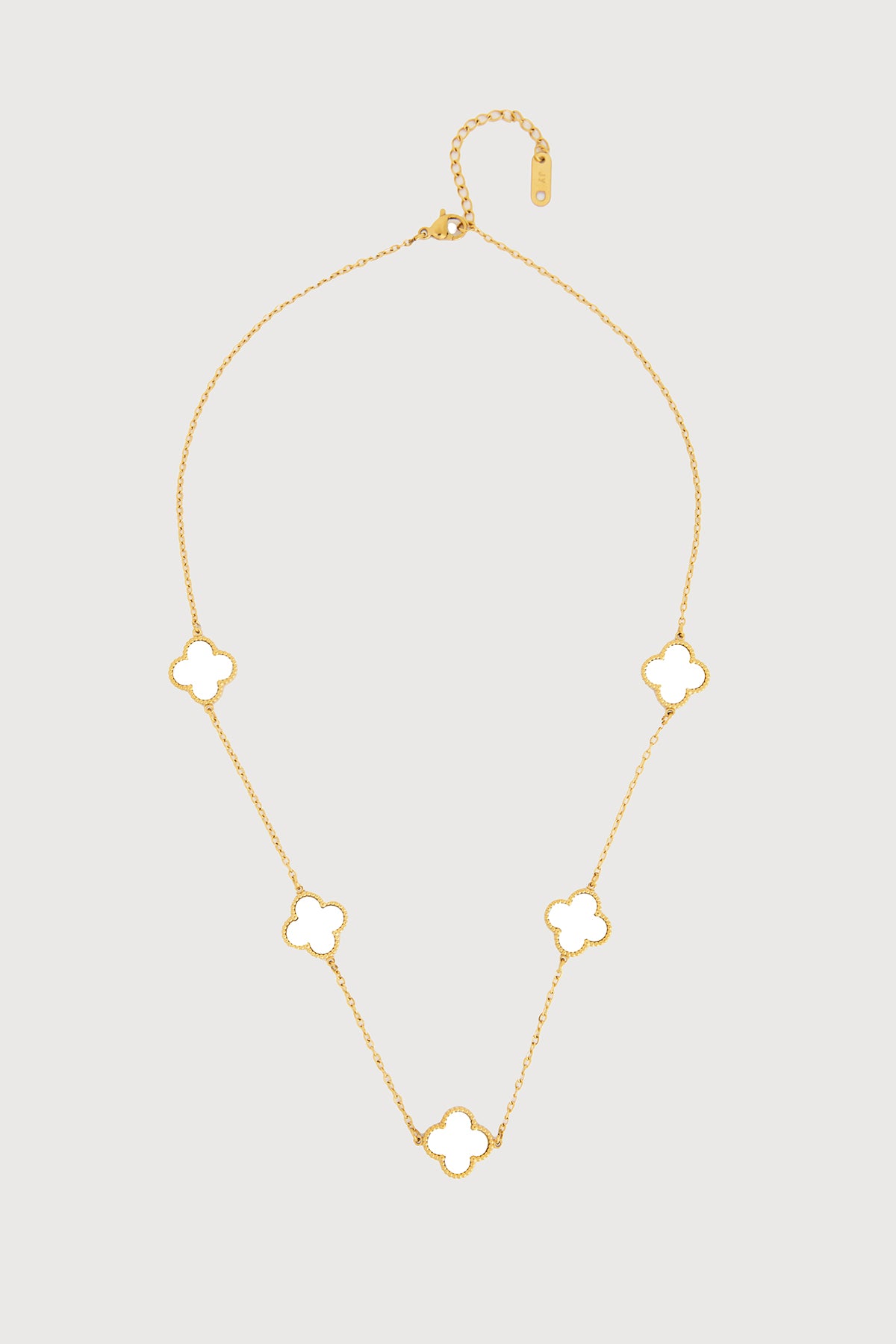 Multi Clover Charm Necklace - White