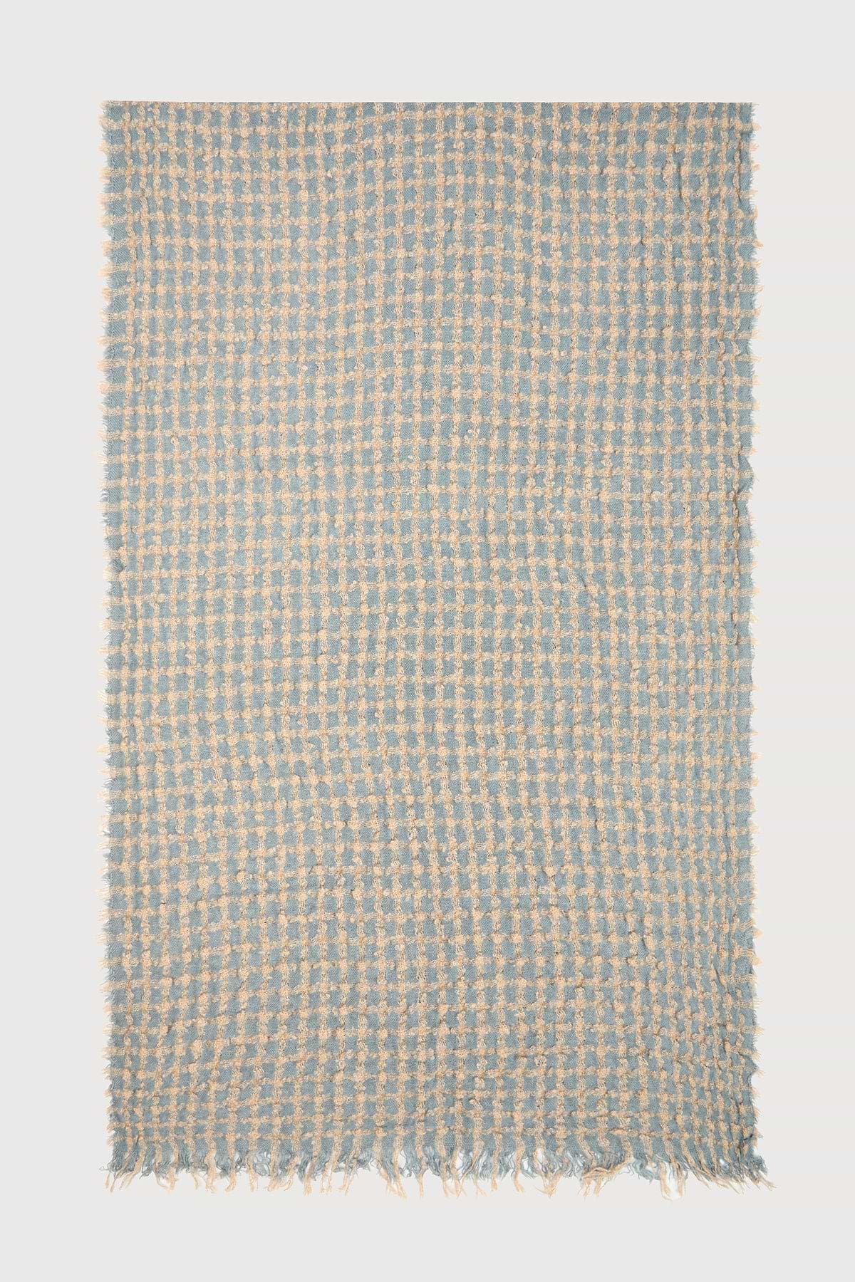 Crinkle Plaid Scarf - Light Blue
