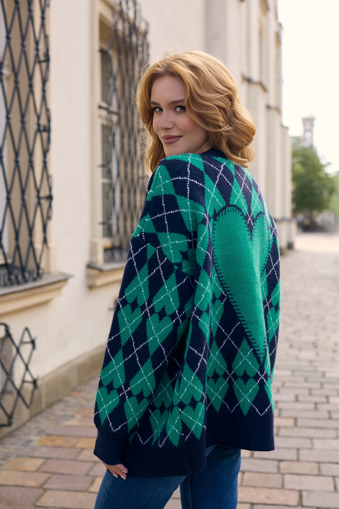 Grandpa Heart Cardigan - Blue Green