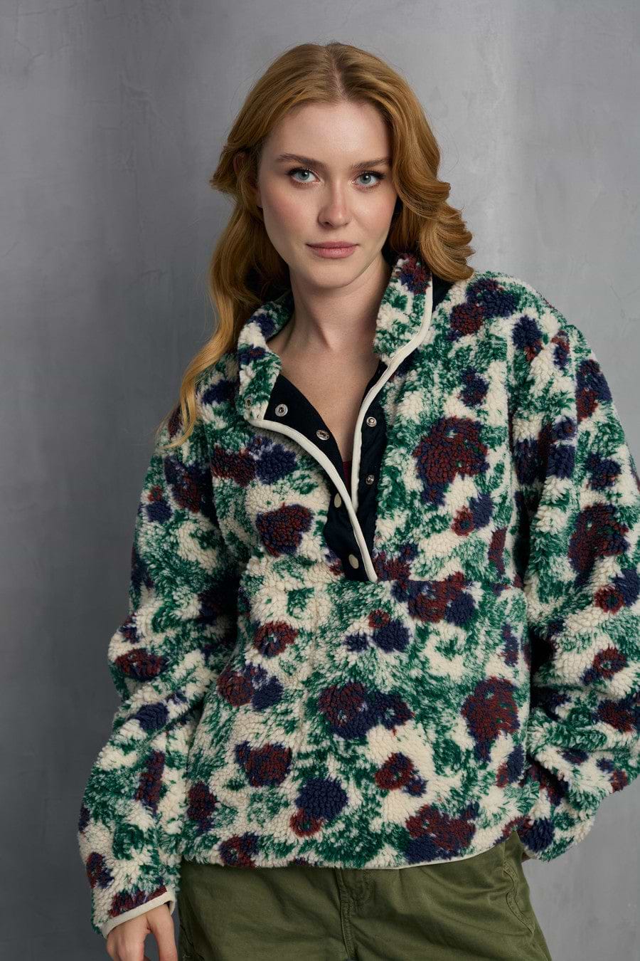 Floral Sherpa Pullover Jacket