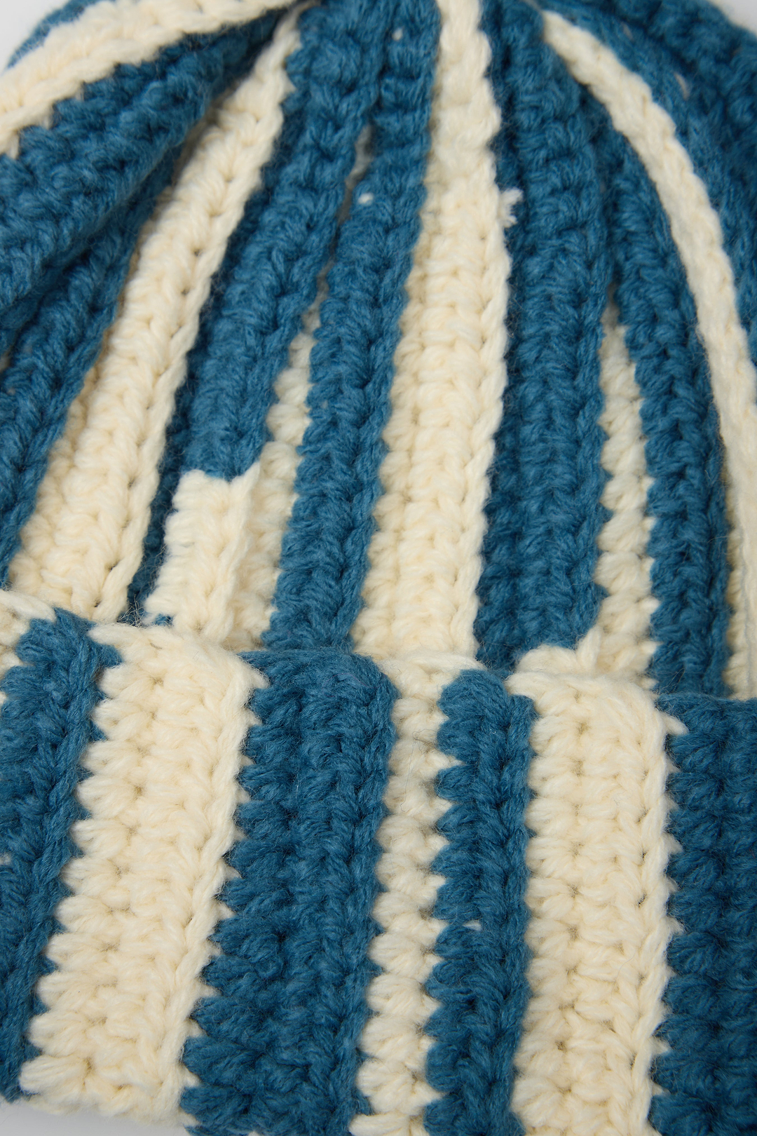 Candy Striped Chunky Beanie - Blue White
