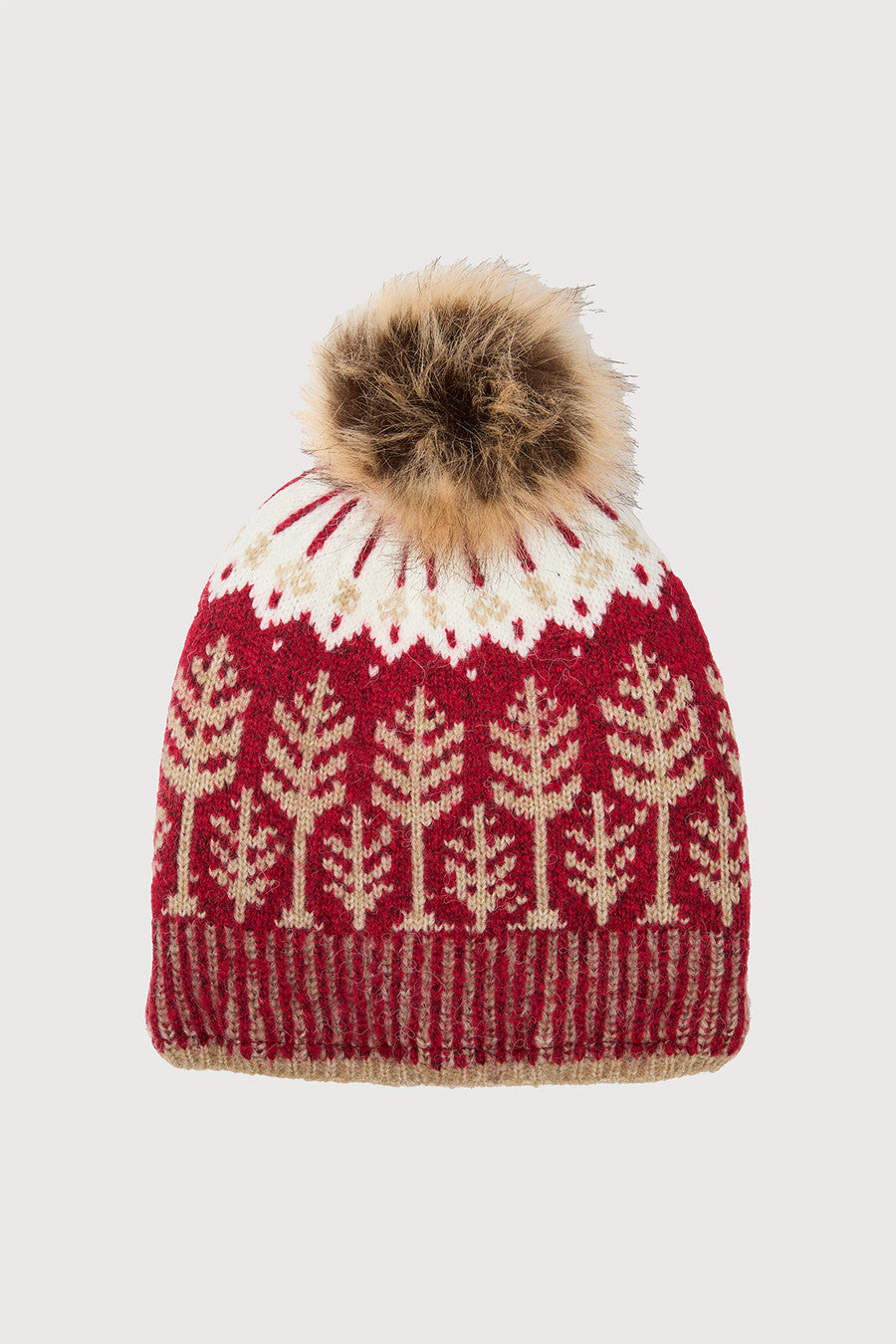 Fair Isle Forest Snow Hat - Red