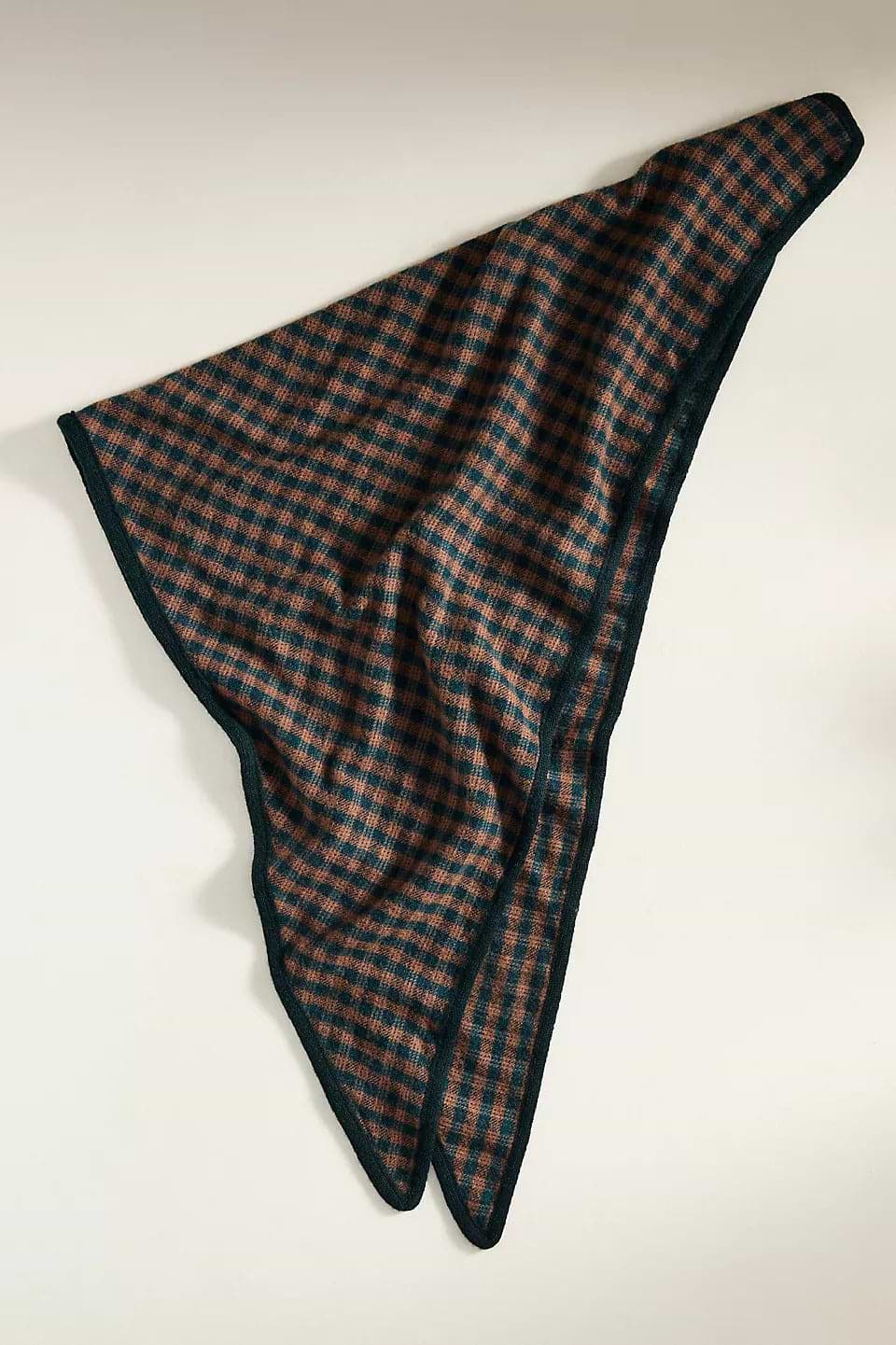 Plaid Wool Triangle Scarf - Black
