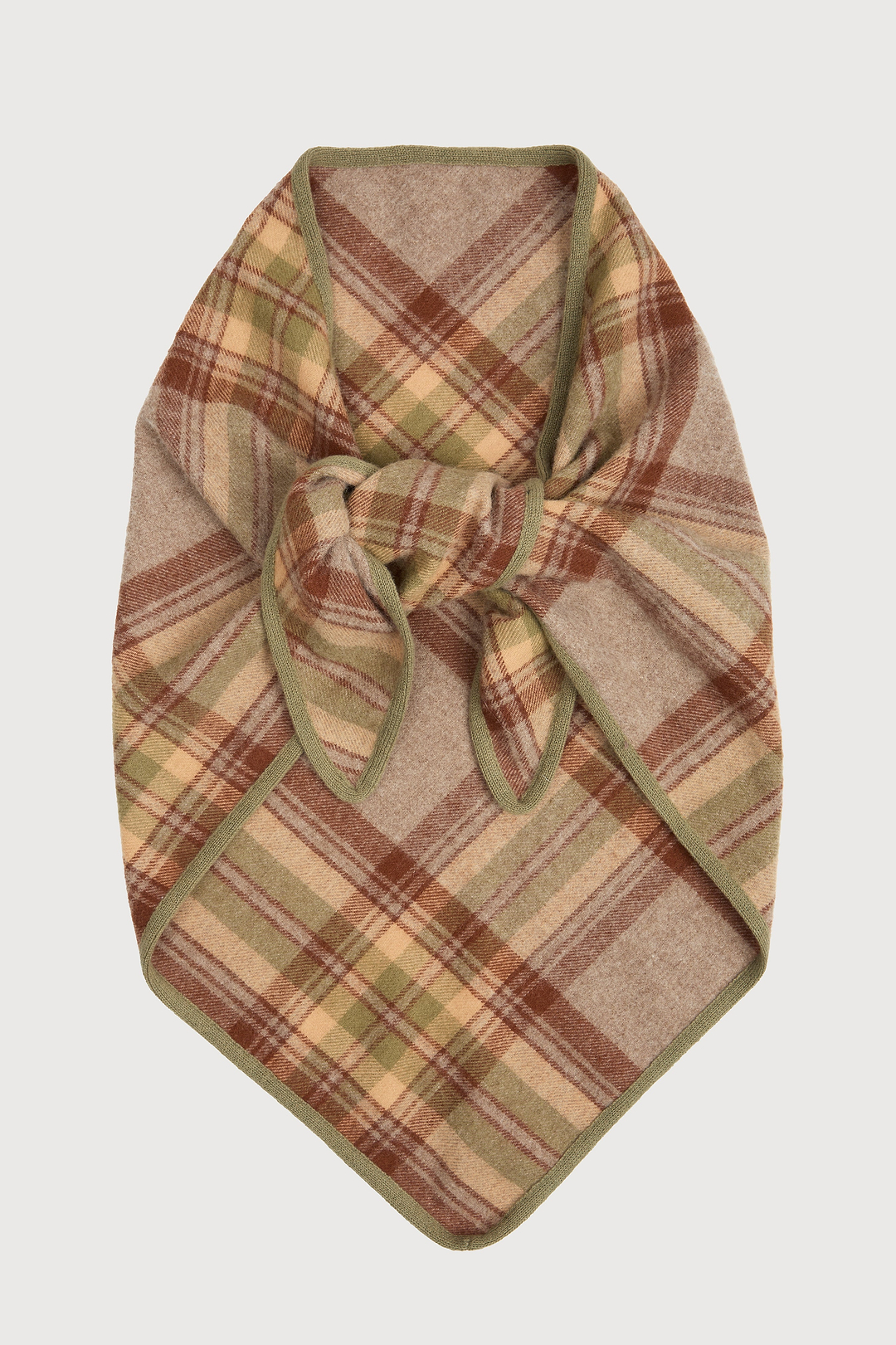 Plaid Wool Triangle Scarf - Grey
