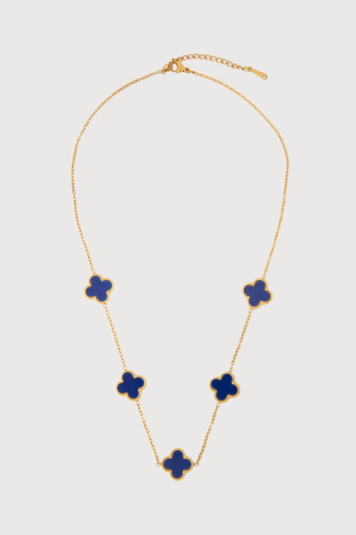 Multi Clover Charm Necklace - Navy