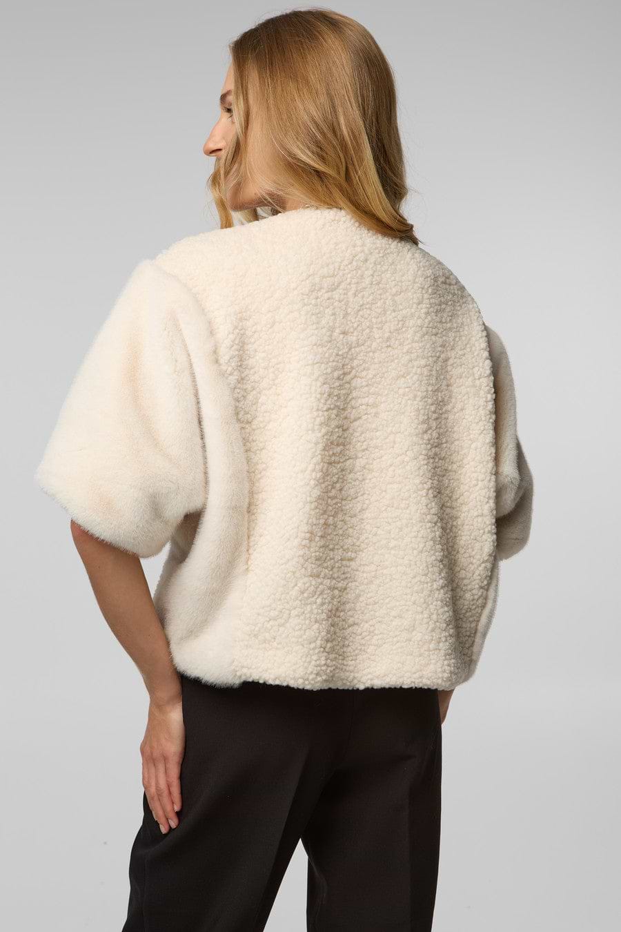 Fur Tie Front Short Kimono - Ivory