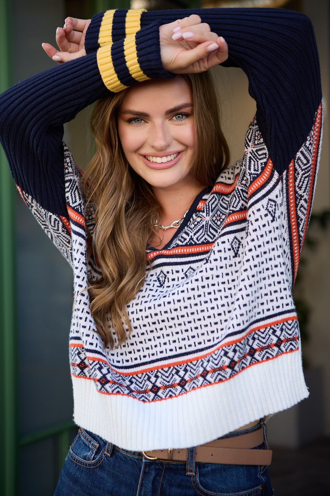 Nordic Knit Pullover Sweater - Blue Multi