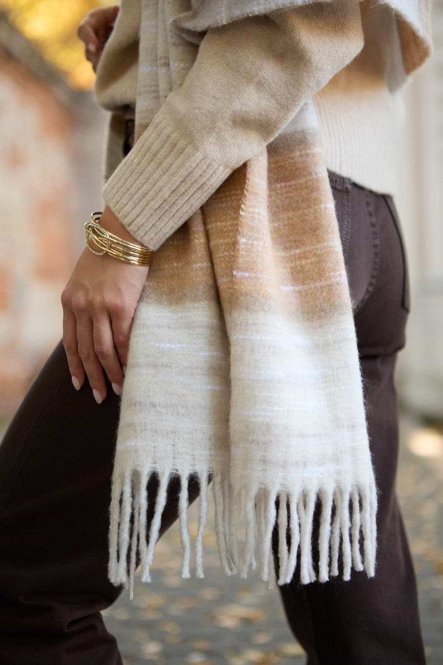 Cozy Oversized Fringe Scarf - Neutral