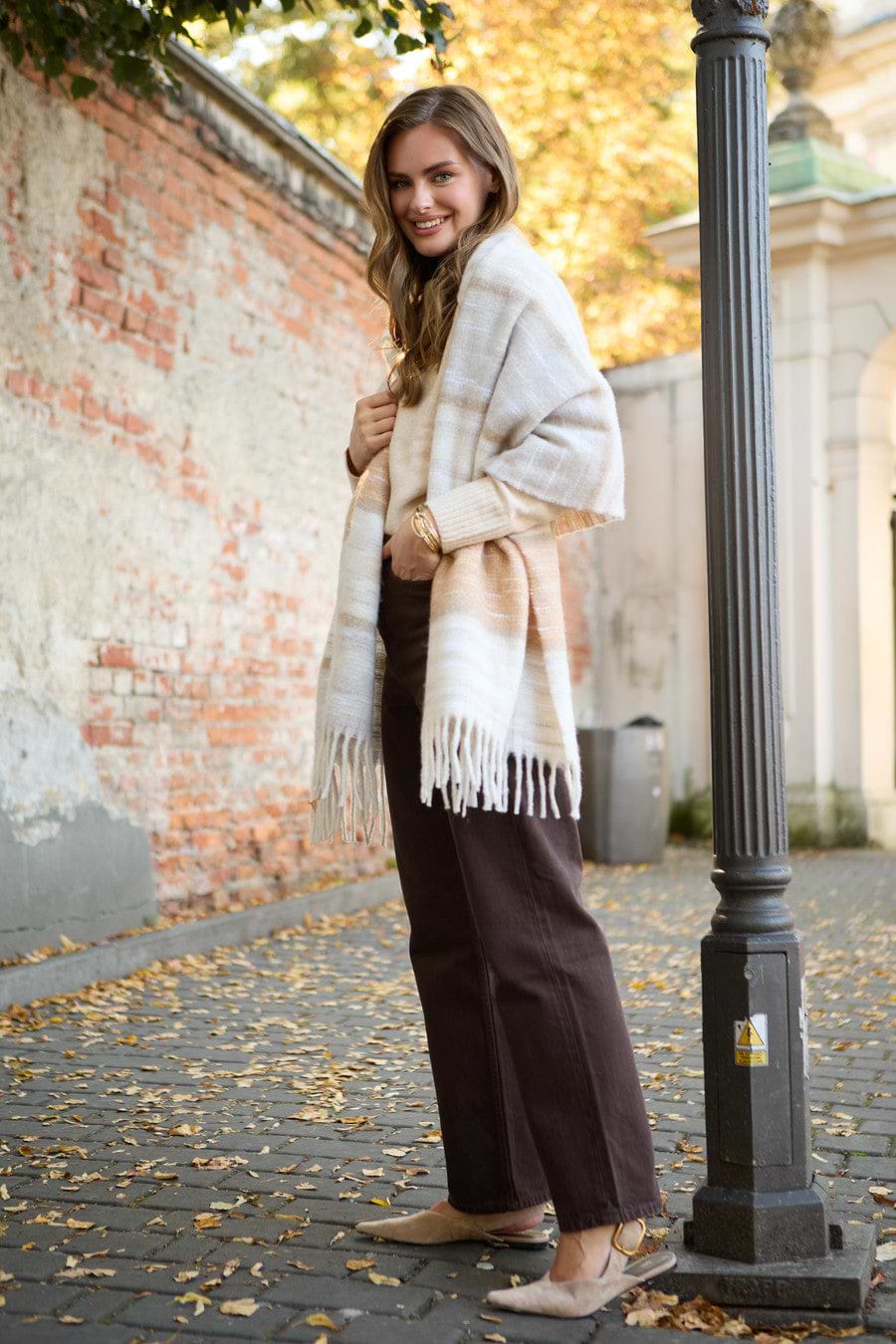 Cozy Oversized Fringe Scarf - Neutral