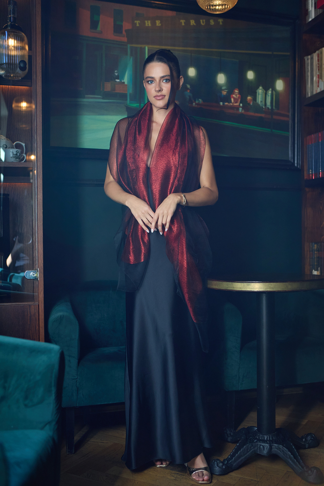 Silk Glimmer Scarf - Dark Red