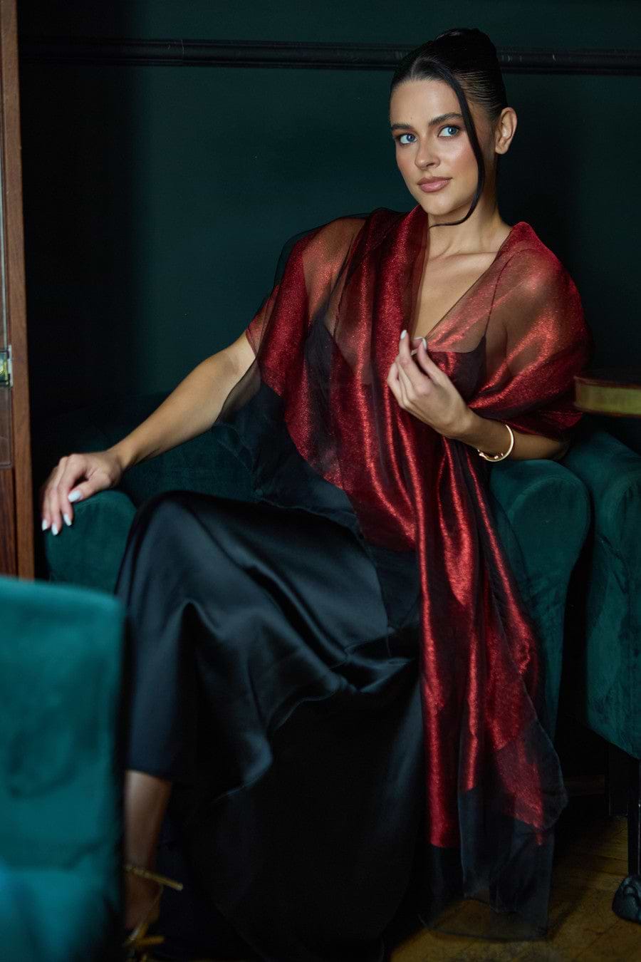 Silk Glimmer Scarf - Dark Red