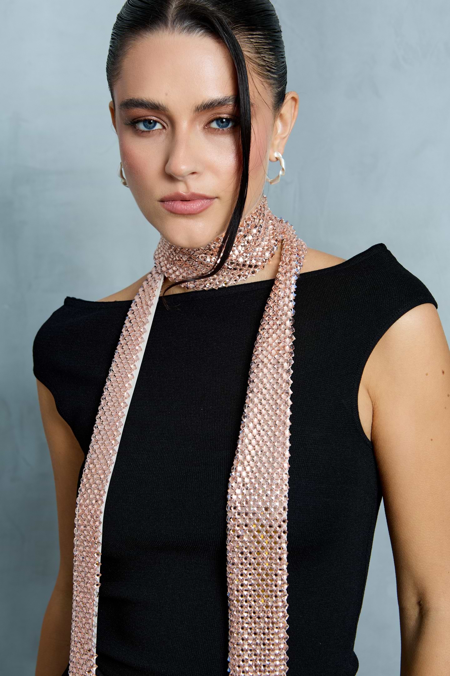 Shimmer Knit Skinny Scarf