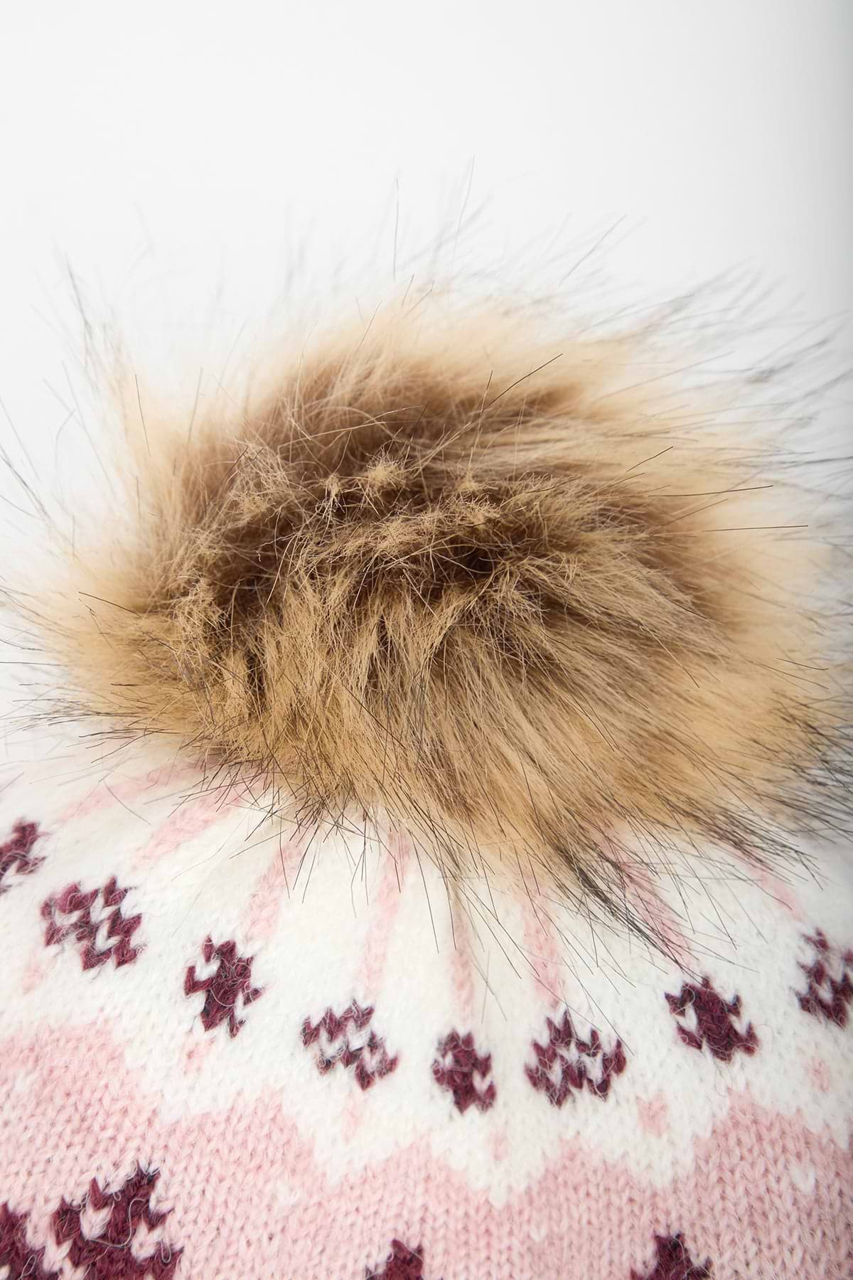 Fair Isle Forest Snow Hat - Pink