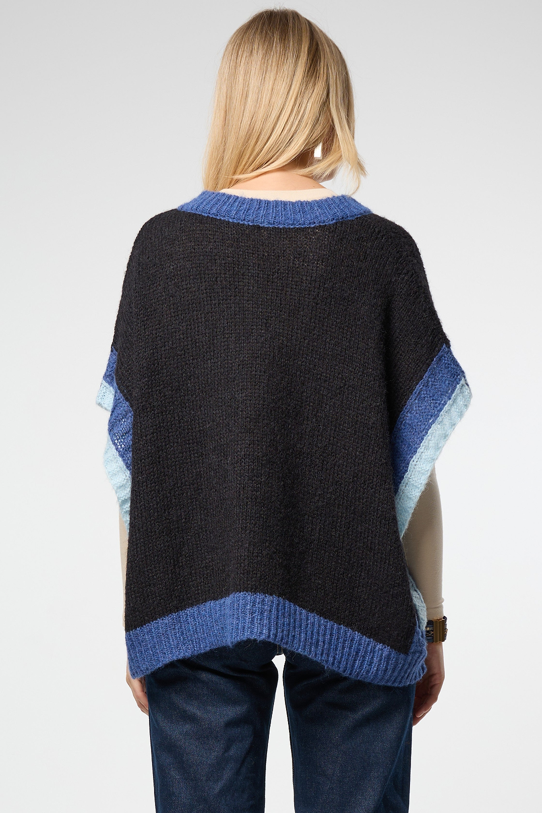 Colorblock Knit Sweater Vest - Black
