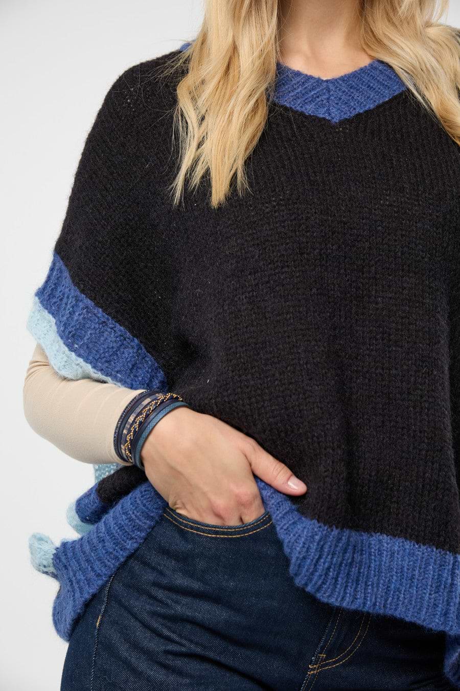 Colorblock Knit Sweater Vest - Black