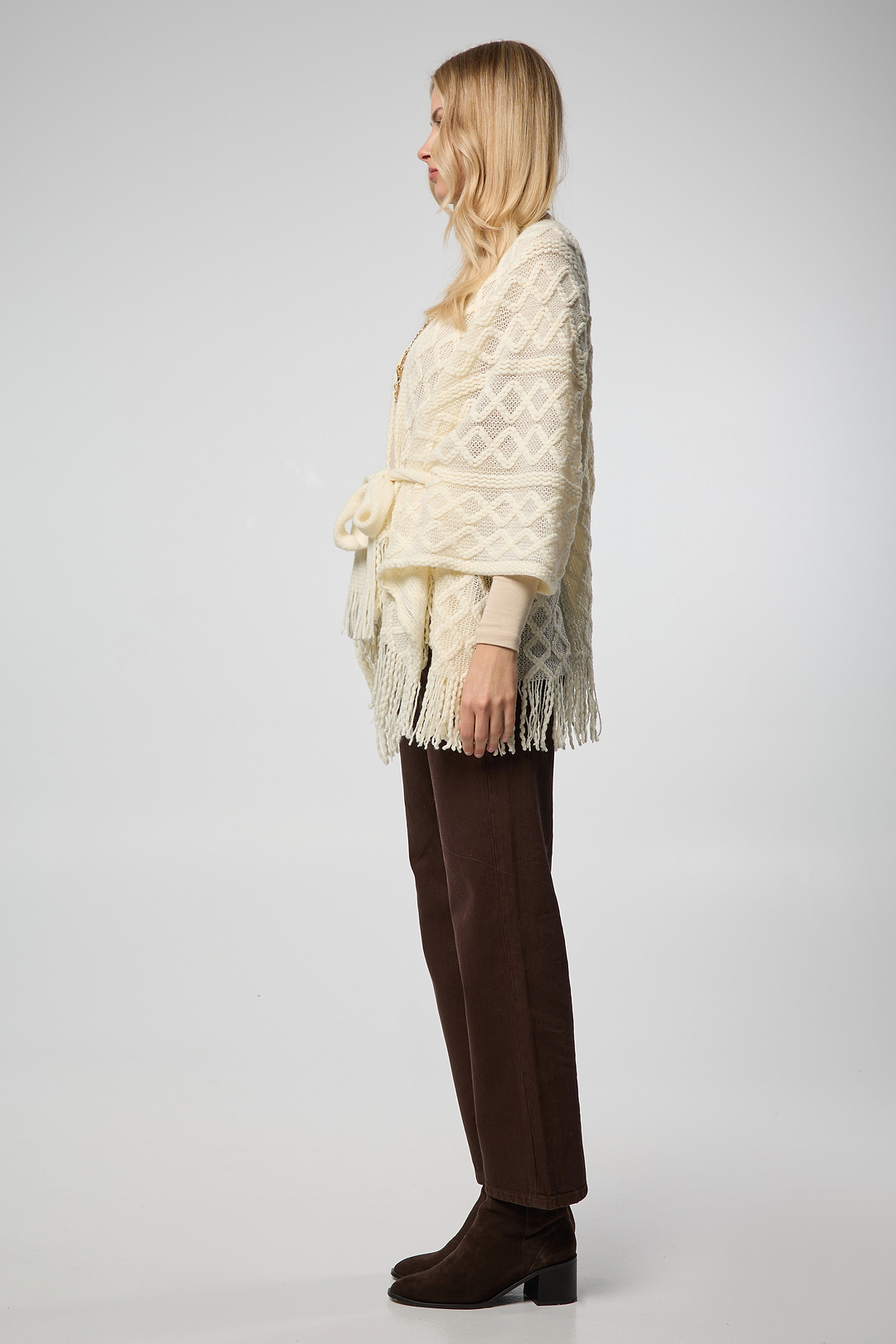 Cable Fringe Ruana