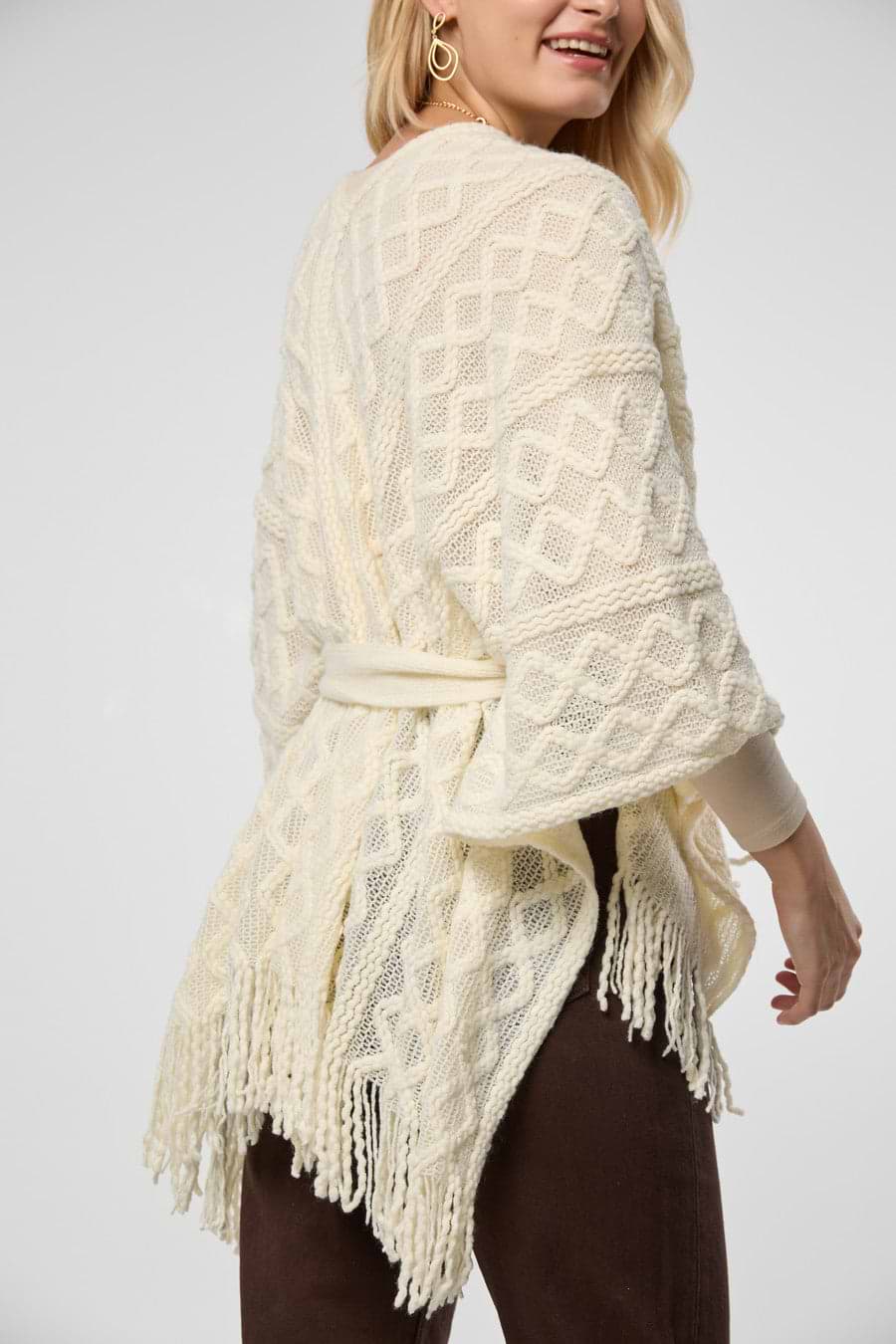 Cable Fringe Ruana