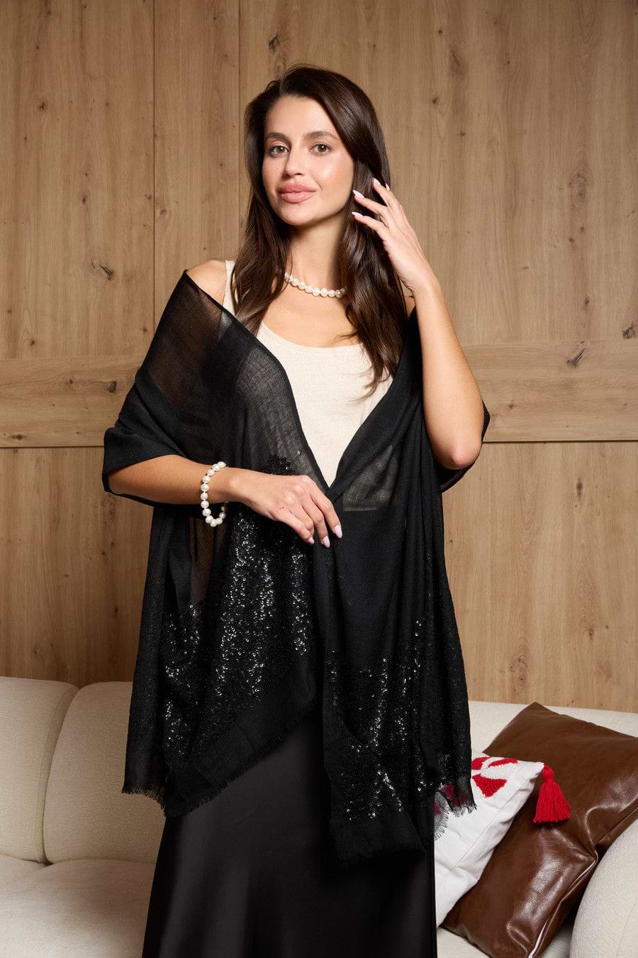 Wool Sparkle Scarf - Black