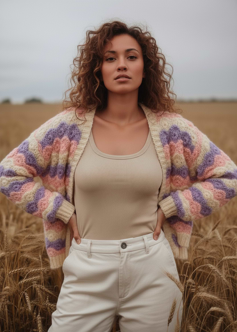 Scallop Pastel Knitted Cardigan - Ivory