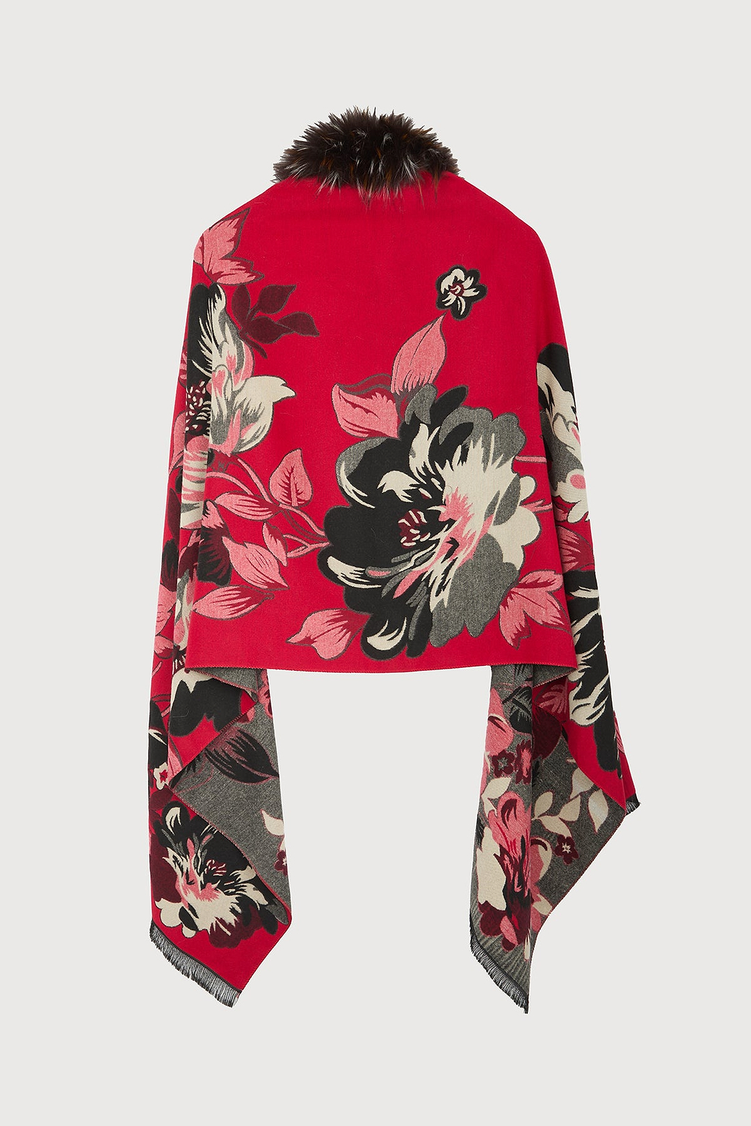 Bloom Reversible Fur Scarf - Red