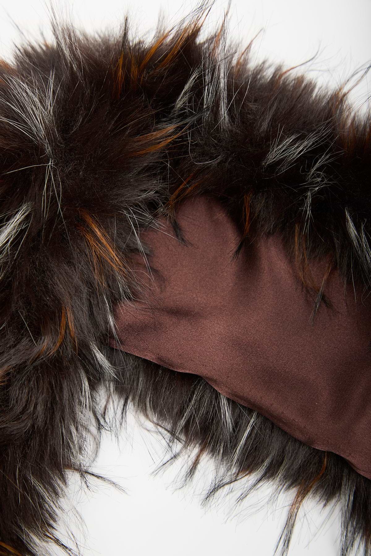 Faux Fur Statement Scarf - Brown Multi