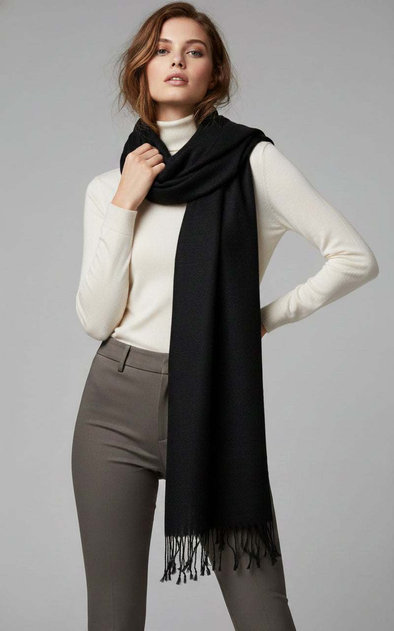 Arielle Summer Ombre Cashmere Pashmina Scarf - Black