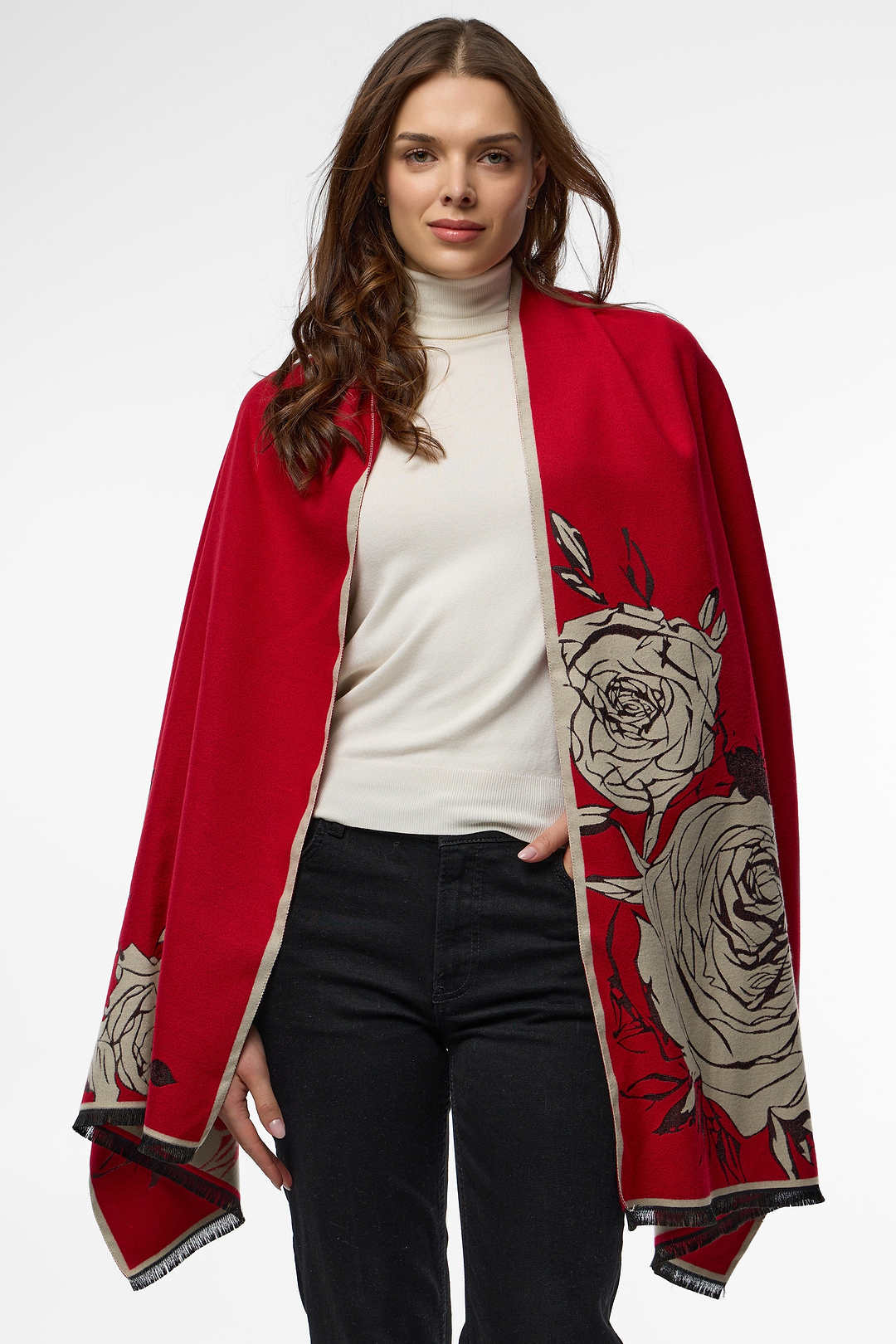 Bold Floral Reversible Scarf - Maroon