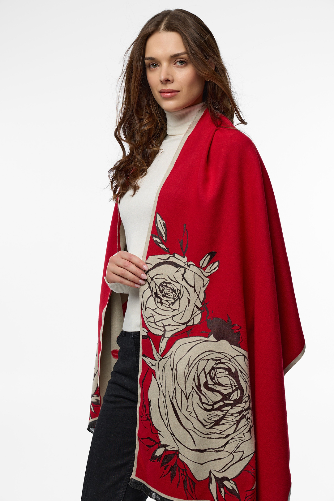 Bold Floral Reversible Scarf - Maroon