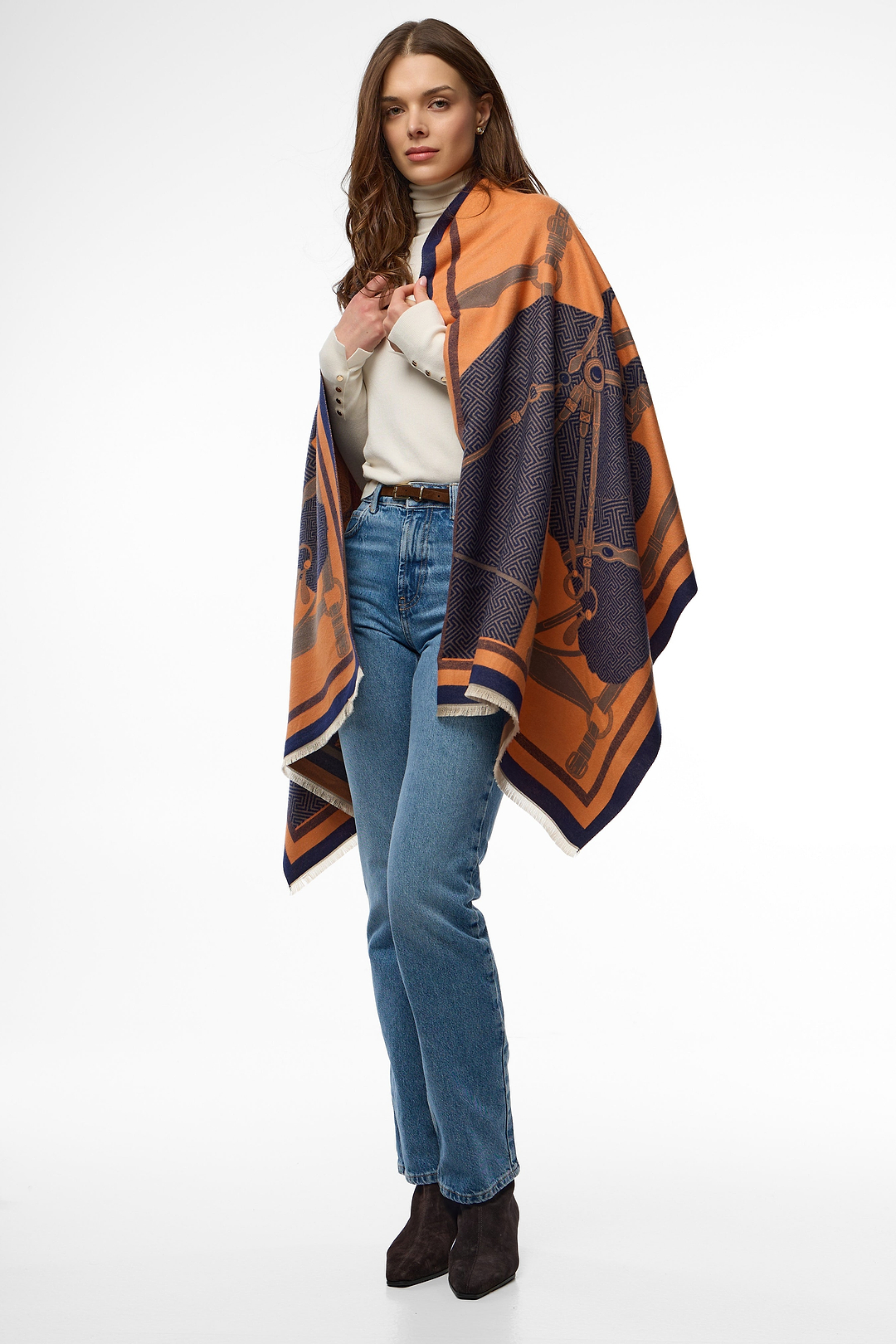Equestrian Reversible Scarf - Orange