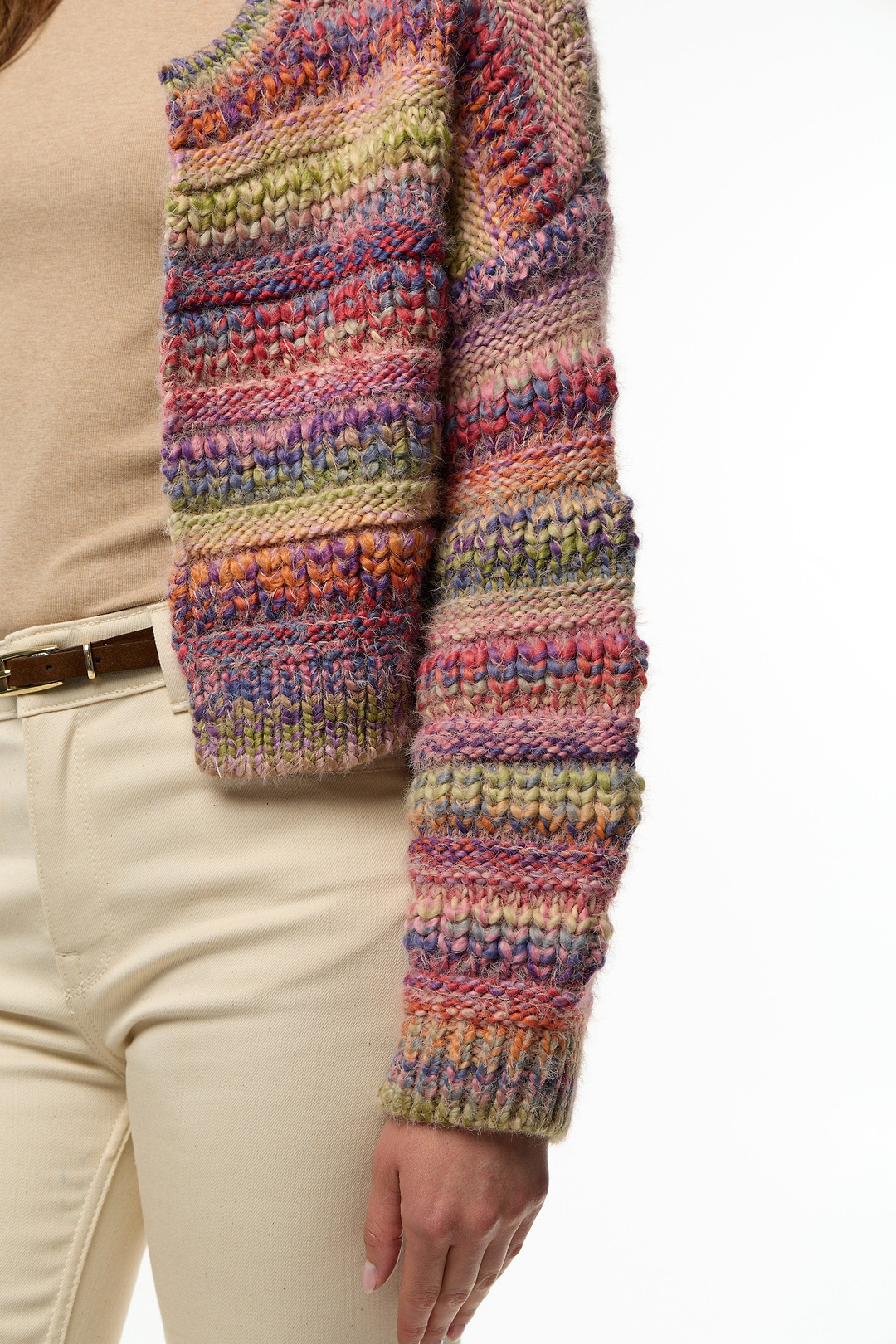 Multicolored Crop Knit Cardigan - Multi