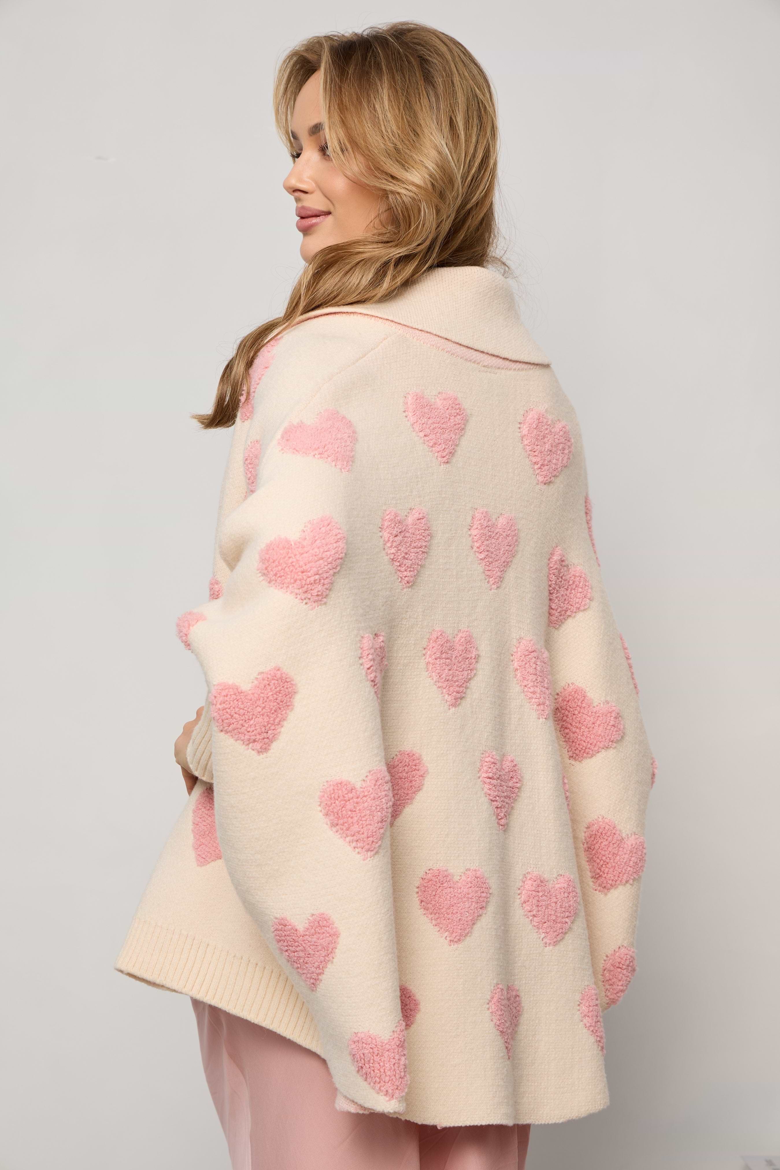 Heart Ribbed Knit Cardigan | SAACHI