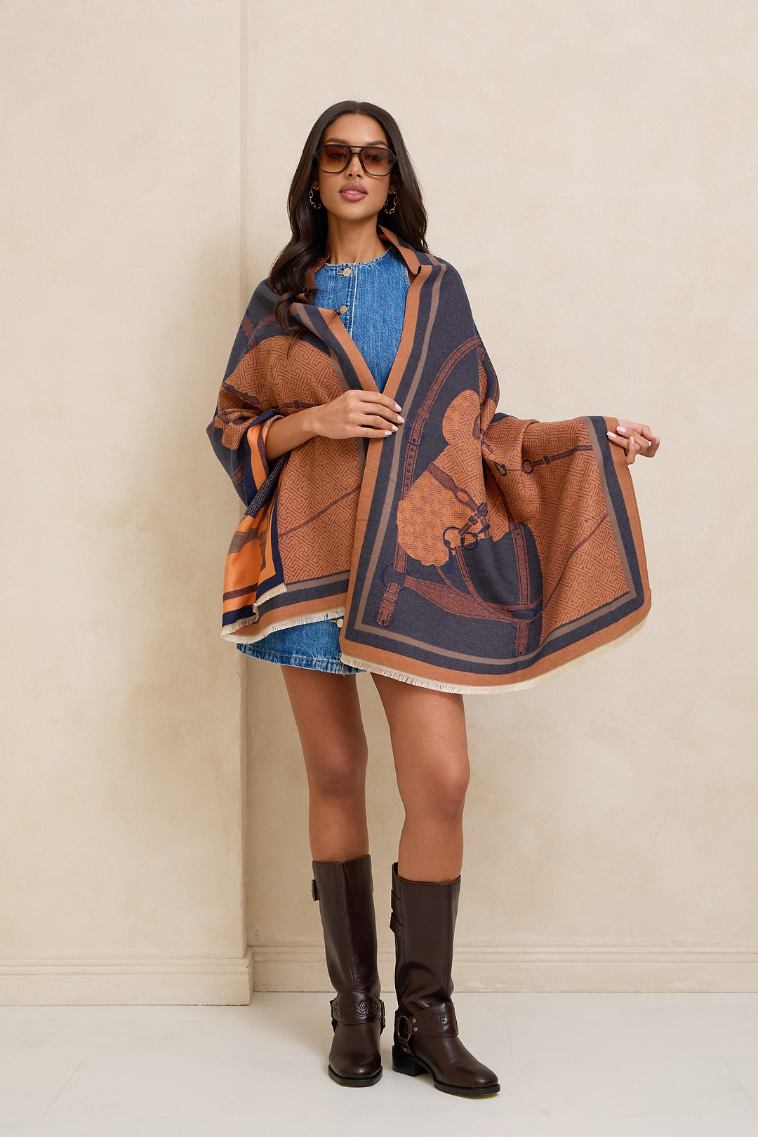 Equestrian Reversible Scarf - Orange