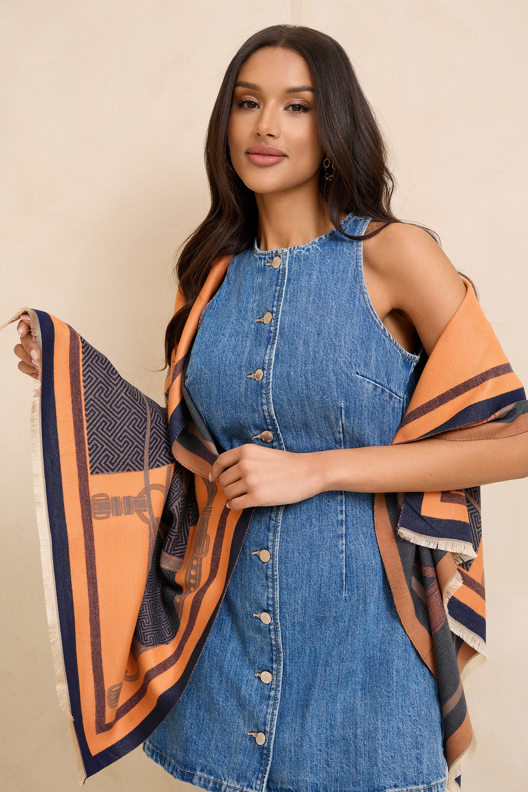 Equestrian Reversible Scarf - Orange
