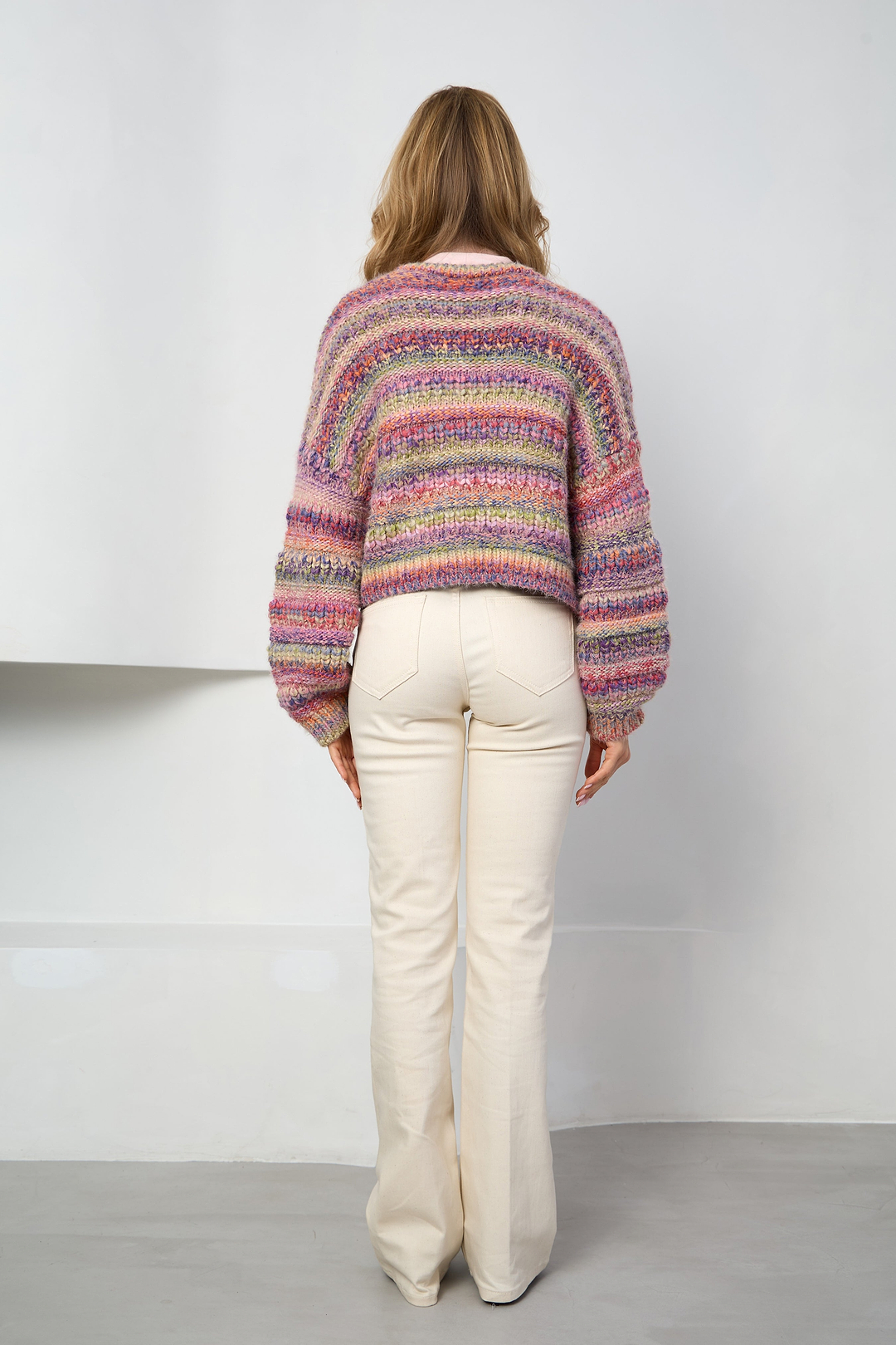 Multicolored Crop Knit Cardigan - Multi
